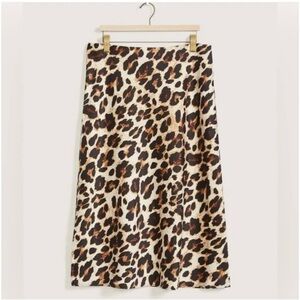 Addition Elle - Satin Finish A Line Animal Print Midi Skirt
